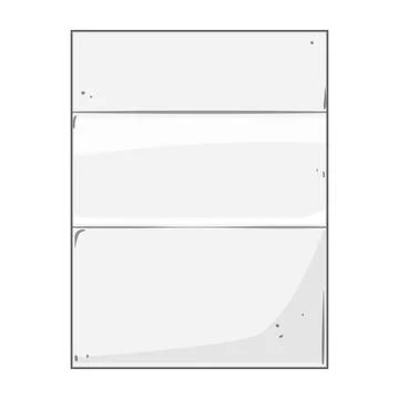 Blank folded paper displaying three horizontal sections Illustrazione stock