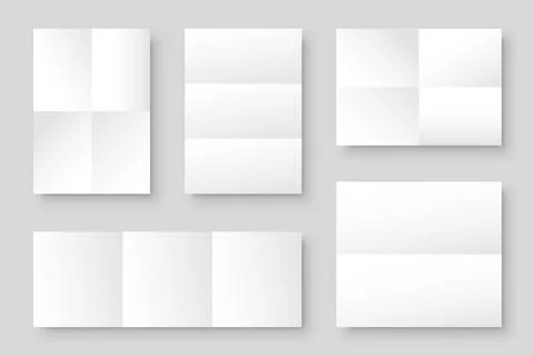 Blank folded paper sheets collection. White notebook or book page. Design Stock Illustration