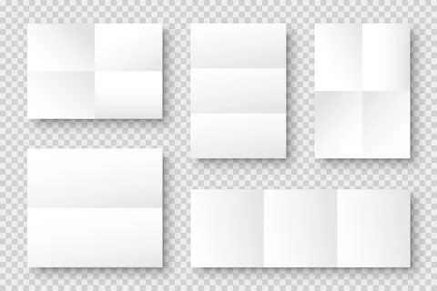 Blank folded paper sheets collection. White notebook or book page. Design Stock Illustration