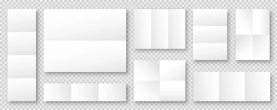Blank folded paper sheets collection. White notebook or book page. Design Stock Illustration