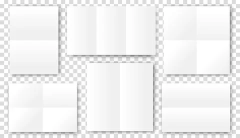 Blank folded paper sheets. Open book brochure flyer booklet template with shadow Stock Illustration