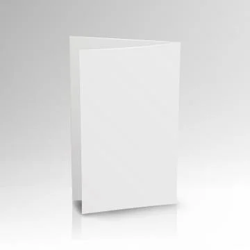 Blank Folder White Leaflet. Vector 3D Mockup. Realistic Paper Brochure. Empty Stock Illustration
