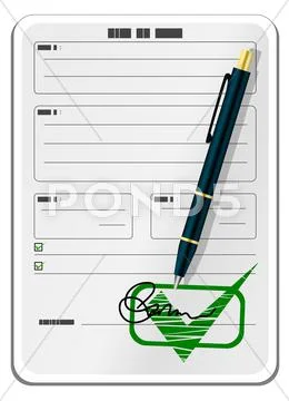 Blank form with signature and pen Stock Illustration