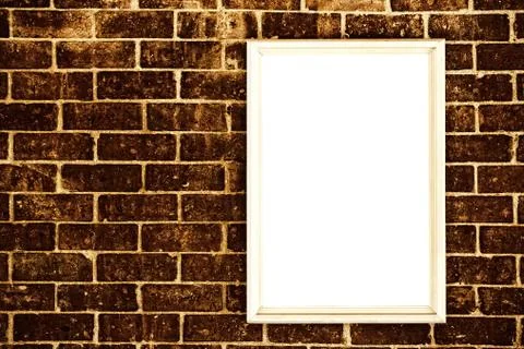 Blank frame on brick wall Stock Photos