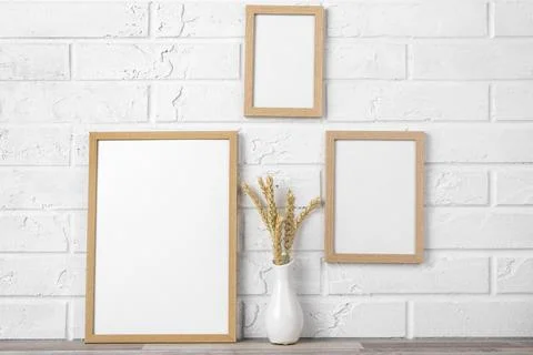 Blank frame collection wall vase Stock Photos