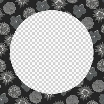 Blank frame with  dark floral collage pattern rounded borders 스톡 일러스트