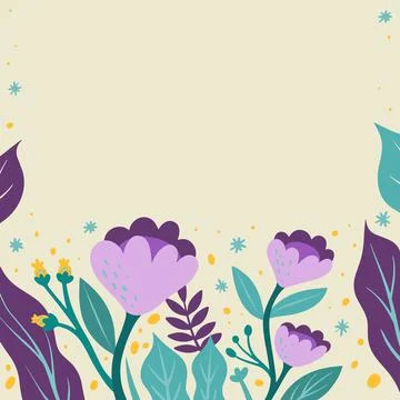 Blank Frame Decorated With Abstract Modernized Forms Flowers And Foliage. Empty Stock-Illustration
