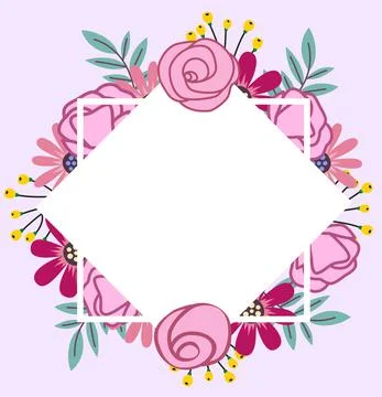 Blank Frame Decorated With Abstract Modernized Forms Flowers And Foliage. Empty Stock-Illustration