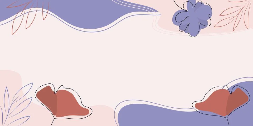 Blank Frame Decorated With Abstract Modernized Forms Flowers And Foliage. Empty Stock-Illustration