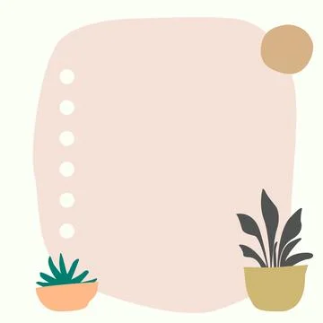Blank Frame Decorated With Abstract Modernized Forms Flowers And Foliage. Empty Stock-Illustration