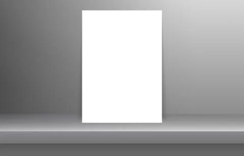 Blank frame in Empty white color shelf Illustrazione stock