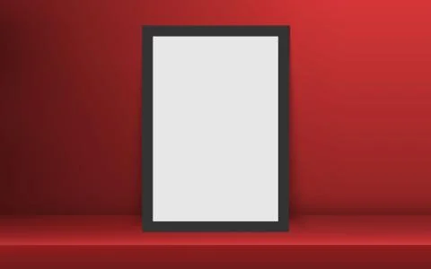 Blank frame in Empty white color shelf Stockillustratie