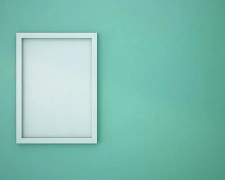 Blank frame on green wall. 스톡 일러스트