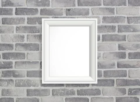 Blank frame on grey birck wall Illustrazione stock