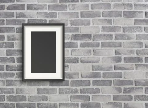 Blank frame on grey birck wall Stock Illustration