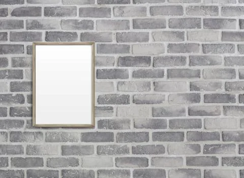 Blank frame on grey birck wall 스톡 일러스트