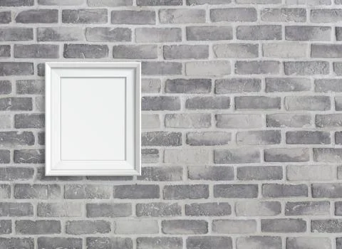 Blank frame on grey birck wall Stock Illustration