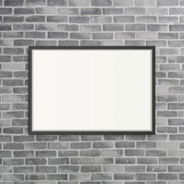 Blank frame on grey birck wall 스톡 일러스트