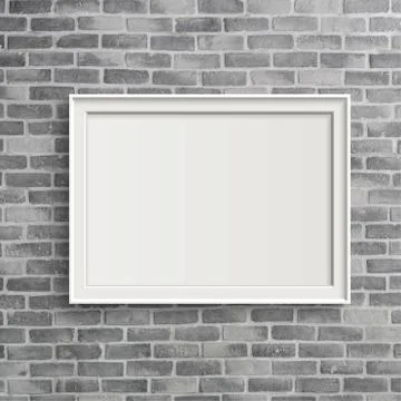 Blank frame on grey birck wall 스톡 일러스트