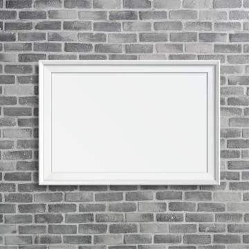 Blank frame on grey birck wall 스톡 일러스트