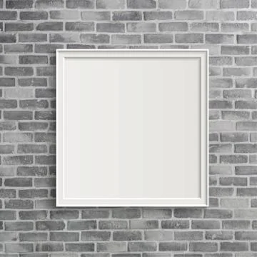 Blank frame on grey birck wall 스톡 일러스트