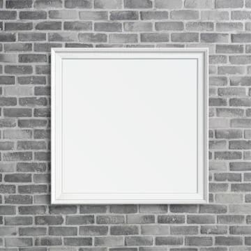 Blank frame on grey birck wall Stock Illustration