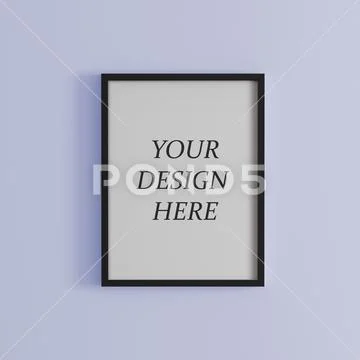 Blank frame on light purple wall mock up PSD-Vorlage