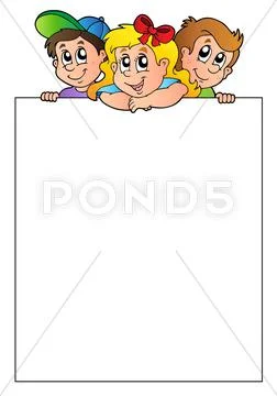 Blank frame with lurking children Stock Illustration