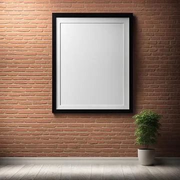 Blank frame, Mock up poster frames on brick wall of room or living room, in.. Stock Photos