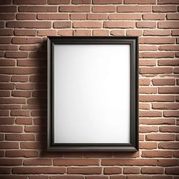 Blank frame, Mock up poster frames on brick wall of room or living room, in.. Stock Photos