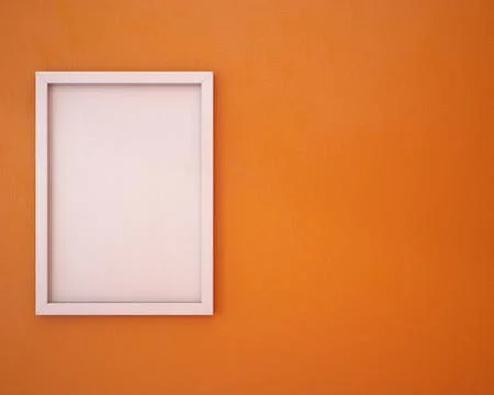 Blank frame on orange wall. Stock Illustration