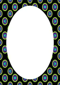 Blank Frame With Patterned Design Rounded Borders White circle frame backg... Foto stock