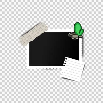 Blank frame photo with collage element and sticker cactus vector 스톡 일러스트