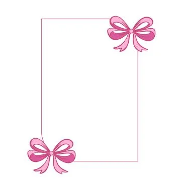 Blank frame with pink bows Illustrazione stock
