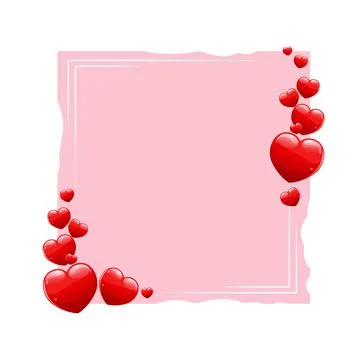 Blank frame template with red hearts vector Stock Illustration