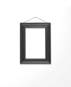Blank frame on a white gallery wall Stock Photos
