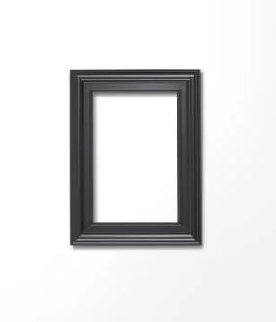 Blank frame on a white gallery wall Stock Photos