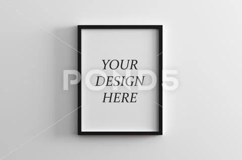 Blank frame on white wall mock up PSD Template