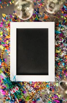 Blank Framed Message Area With New Year's Eve Party Stock Photos