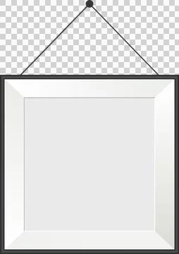 A blank framed picture hangs from the ceiling, ready for artwork, photos, o.. Stock Illustration