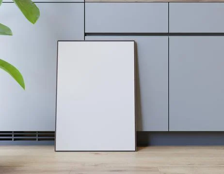 Blank framed poster in a modern kitchen Illustrazione stock