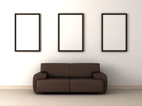 Blank frames and sofa イラスト素材