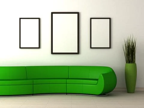 Blank frames and sofa Stock Illustration