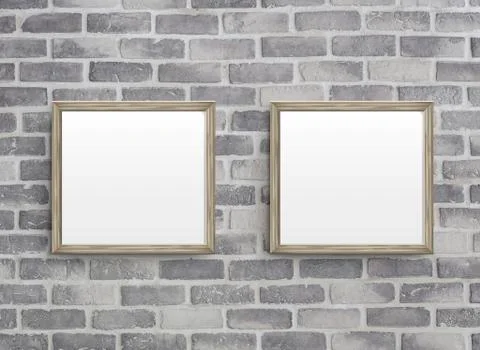 Blank frames on grey birck wall Illustrazione stock