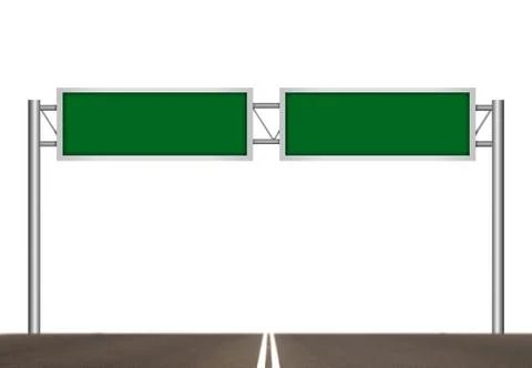 Blank freeway sign post over white 스톡 일러스트