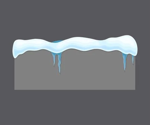 Blank frozen rectangular shape banner with snow and icicles, cold season holiday Ilustración de archivo