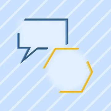 Blank Geometric Shaped Thought Bubbles Over Colorful Background Design. Chat Box 스톡 일러스트