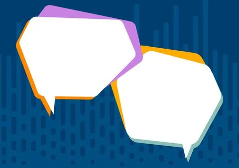 Blank Geometric Shaped Thought Bubbles Over Colorful Background Design. Chat Box 스톡 일러스트