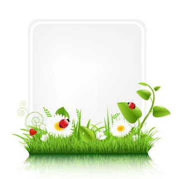 Blank gift tag with grass border Illustrazione stock