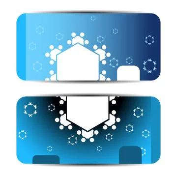 Blank of gift voucher on the blue gradient background with snowflakes silhoue Stock Illustration